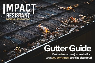 A Homeowner's Guide to Gutters in Austin: Protection, Clogged Gutter Maintenance, and Aesthetics 4 Image of clogged gutters with text Gutter Guide - it's about more than aesthetics...what you don't know could be disastrous!