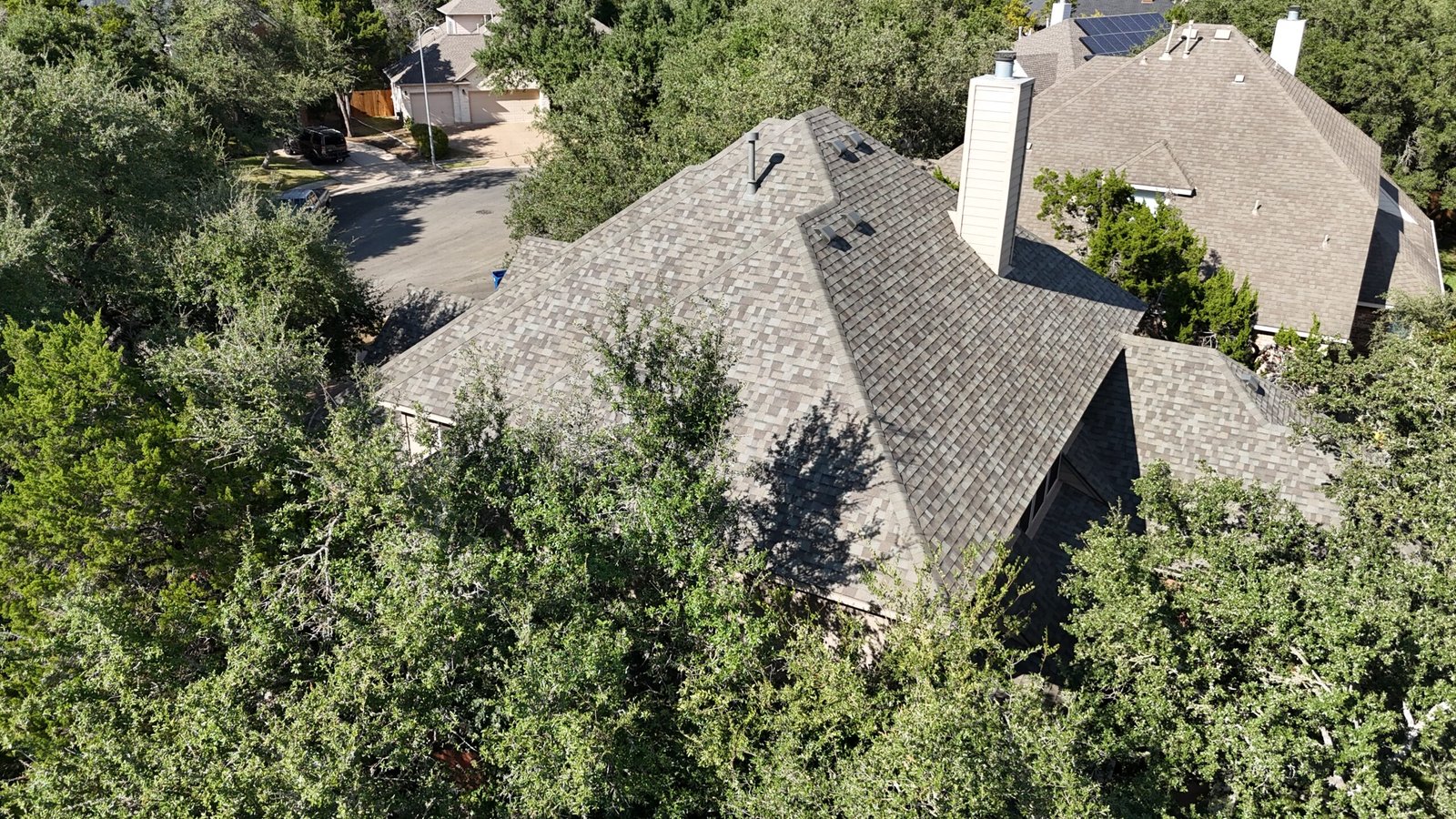 roof repair Austin aerial view